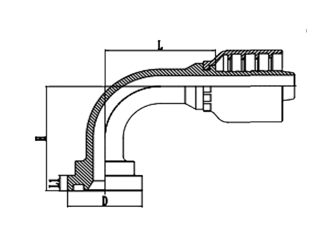 90°弯SAE法兰3000PSI⼀体式接头