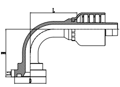 90°弯SAE法兰3000PSI⼀体式接头